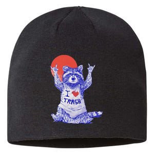 I Love Trash Raccoon Japanese Retro Style Sustainable Beanie