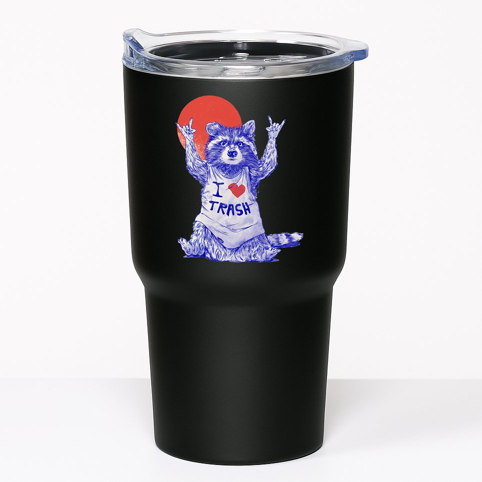I Love Trash Raccoon Japanese Retro Style Tumbler
