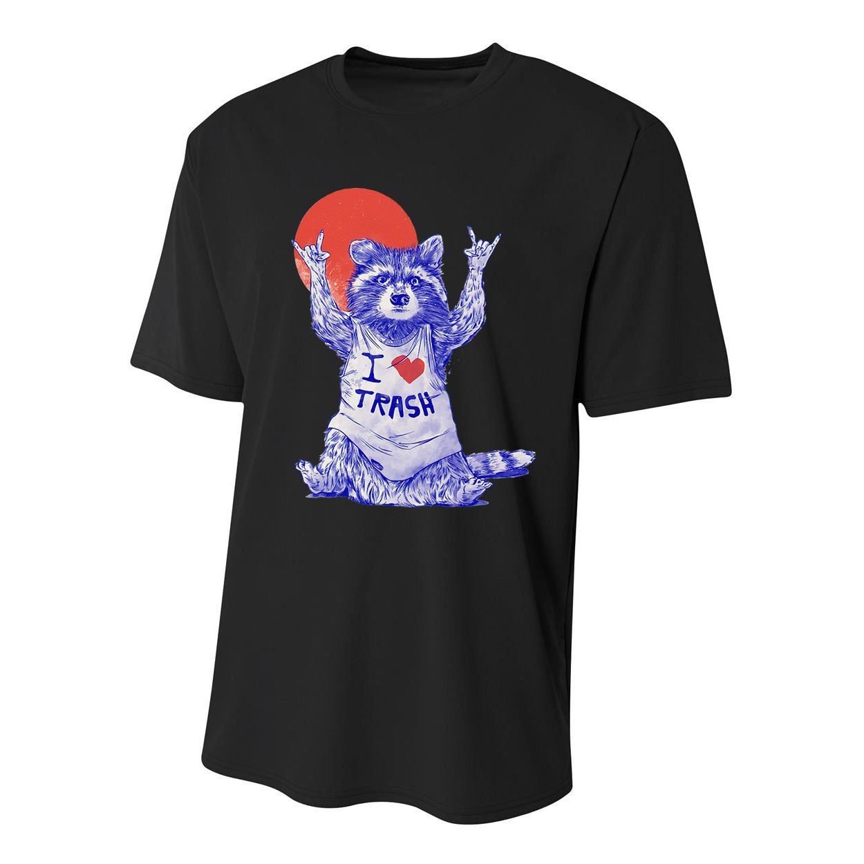 I Love Trash Raccoon Japanese Retro Style Youth Performance Sprint T-Shirt