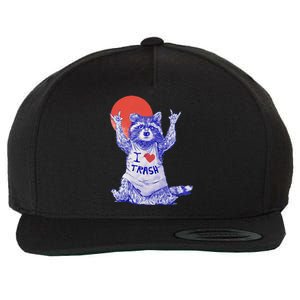 I Love Trash Raccoon Japanese Retro Style Wool Snapback Cap