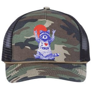 I Love Trash Raccoon Japanese Retro Style Retro Rope Trucker Hat Cap