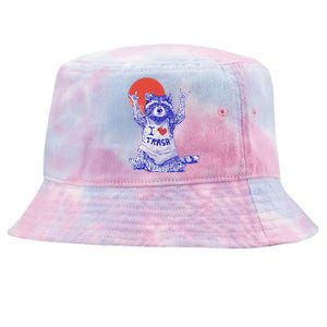 I Love Trash Raccoon Japanese Retro Style Tie-Dyed Bucket Hat