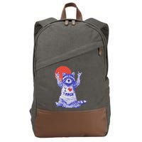 I Love Trash Raccoon Japanese Retro Style Cotton Canvas Backpack