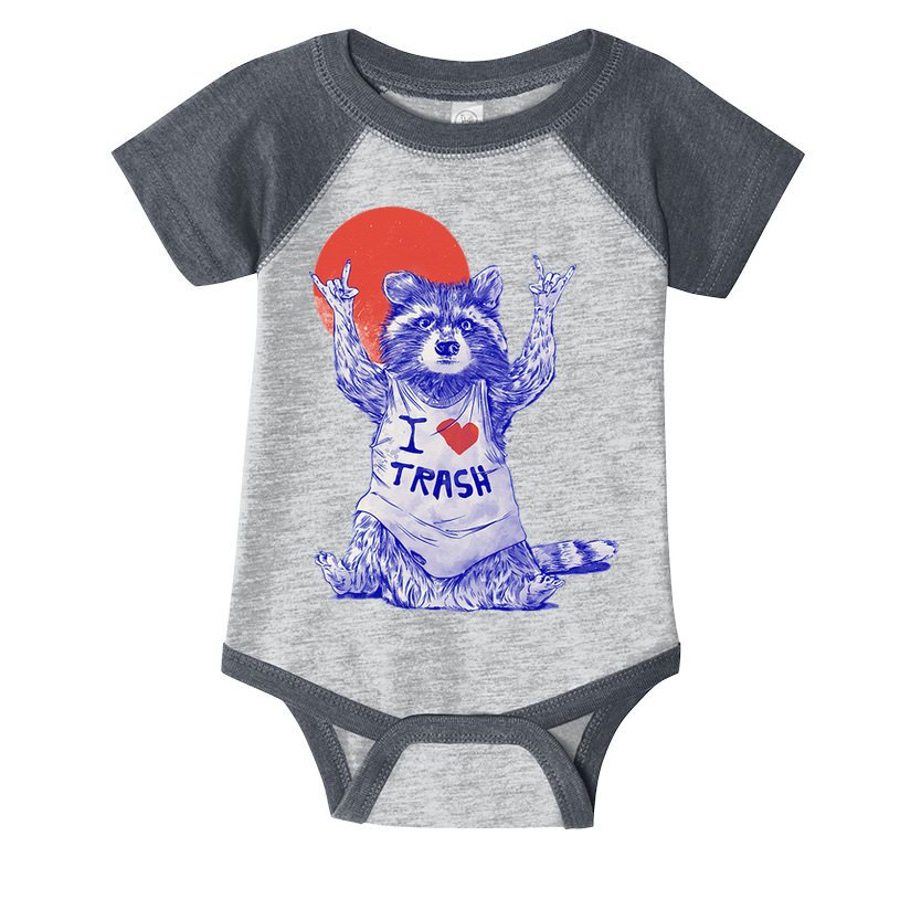I Love Trash Raccoon Japanese Retro Style Infant Baby Jersey Bodysuit
