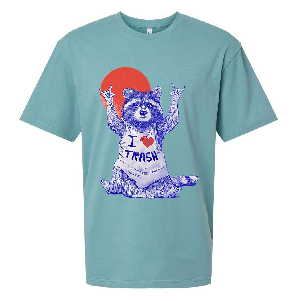 I Love Trash Raccoon Japanese Retro Style Sueded Cloud Jersey T-Shirt