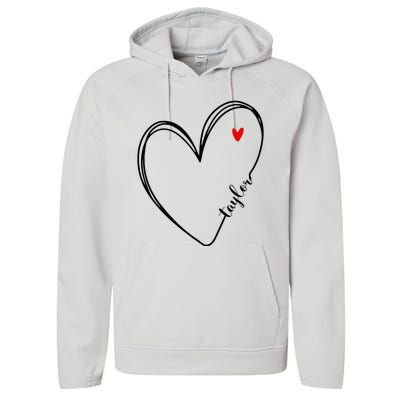 I Love Taylor Personalized Heart Design For G.I.R.L.S Performance Fleece Hoodie