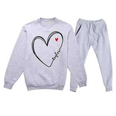 I Love Taylor Personalized Heart Design For G.I.R.L.S Premium Crewneck Sweatsuit Set