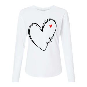 I Love Taylor Personalized Heart Design For G.I.R.L.S Womens Cotton Relaxed Long Sleeve T-Shirt