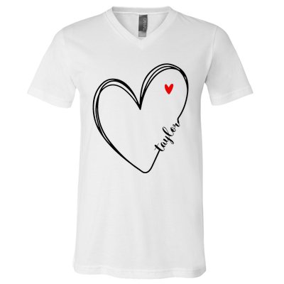 I Love Taylor Personalized Heart Design For G.I.R.L.S V-Neck T-Shirt