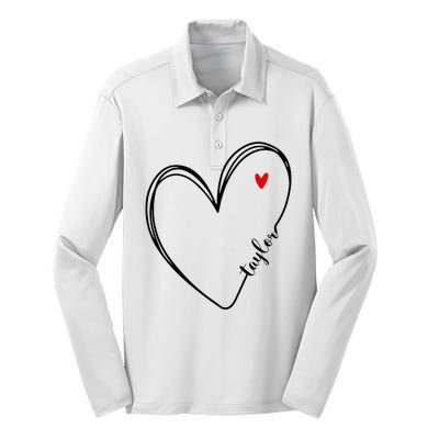 I Love Taylor Personalized Heart Design For G.I.R.L.S Silk Touch Performance Long Sleeve Polo