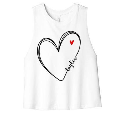 I Love Taylor Personalized Heart Design For G.I.R.L.S Women's Racerback Cropped Tank