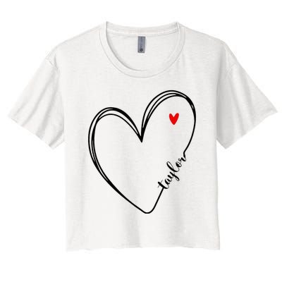 I Love Taylor Personalized Heart Design For G.I.R.L.S Women's Crop Top Tee