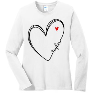 I Love Taylor Personalized Heart Design For G.I.R.L.S Ladies Long Sleeve Shirt