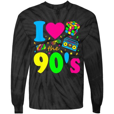 I Love the 90's Nineties Party Dress Retro Tie-Dye Long Sleeve Shirt