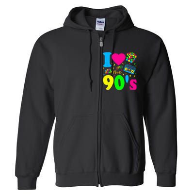 I Love the 90's Nineties Party Dress Retro Full Zip Hoodie