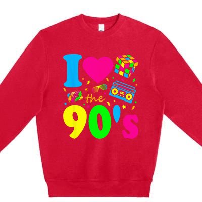 I Love the 90's Nineties Party Dress Retro Premium Crewneck Sweatshirt