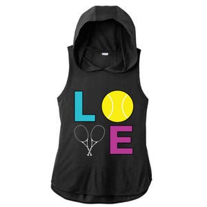 I Love Tennis Tennis Player Ladies PosiCharge Tri-Blend Wicking Draft Hoodie Tank