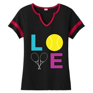 I Love Tennis Tennis Player Ladies Halftime Notch Neck Tee