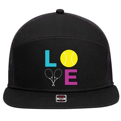 I Love Tennis Tennis Player 7 Panel Mesh Trucker Snapback Hat