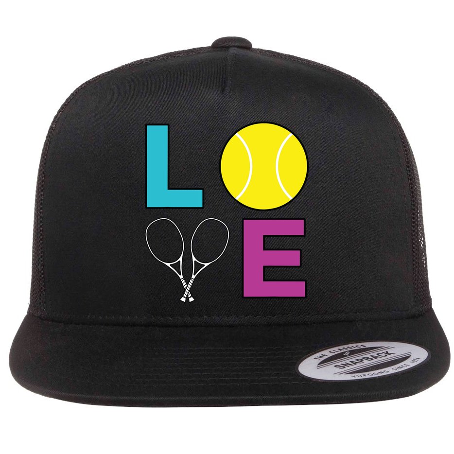 I Love Tennis Tennis Player Flat Bill Trucker Hat