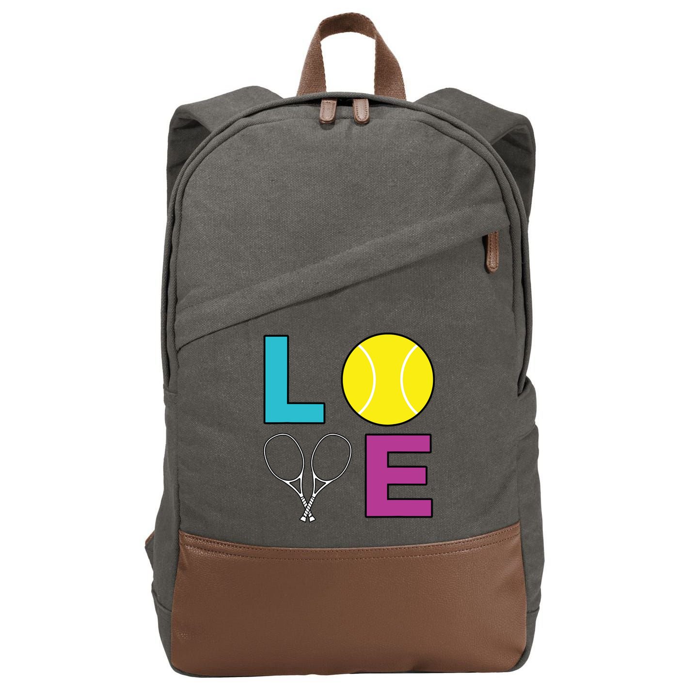 I Love Tennis Tennis Player Cotton Canvas Backpack