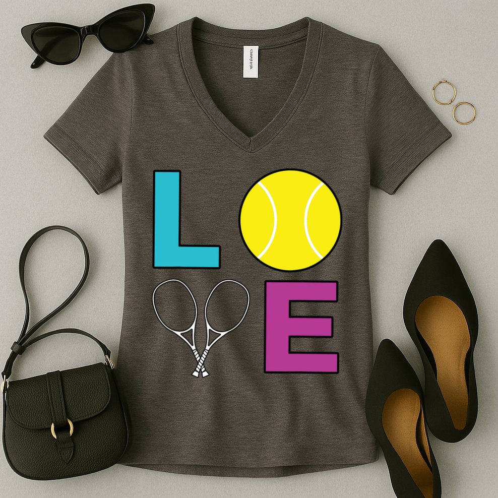 I Love Tennis Tennis Player Women's V-Neck T-Shirt