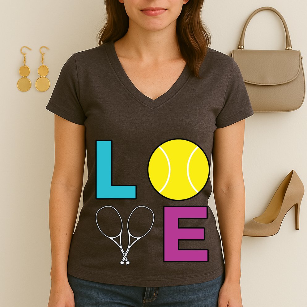 I Love Tennis Tennis Player Women's V-Neck T-Shirt