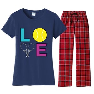 I Love Tennis Tennis Player Women's Flannel Pajama Set