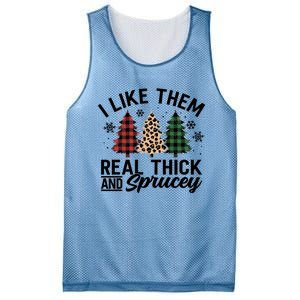 I Like Them Thick And Sprucey Xmas Plaid Leopard Christmas Great Gift Mesh Reversible Basketball Jersey Tank