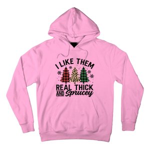 I Like Them Thick And Sprucey Xmas Plaid Leopard Christmas Great Gift Hoodie