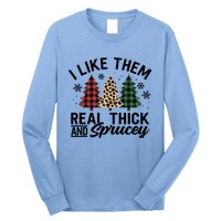 I Like Them Thick And Sprucey Xmas Plaid Leopard Christmas Great Gift Long Sleeve Shirt