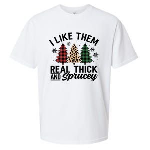 I Like Them Thick And Sprucey Xmas Plaid Leopard Christmas Great Gift Sueded Cloud Jersey T-Shirt