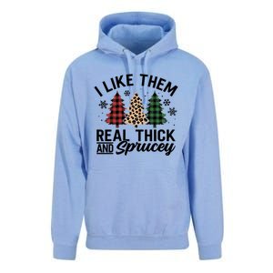 I Like Them Thick And Sprucey Xmas Plaid Leopard Christmas Great Gift Unisex Surf Hoodie