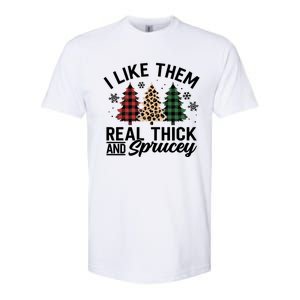 I Like Them Thick And Sprucey Xmas Plaid Leopard Christmas Great Gift Softstyle CVC T-Shirt