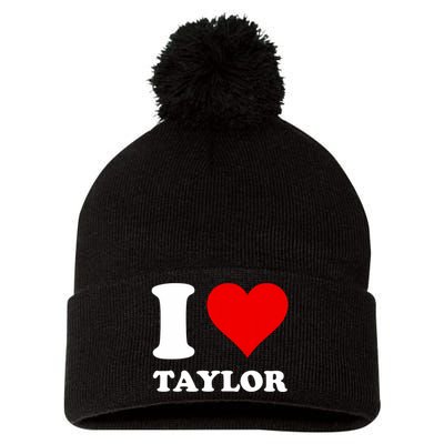 I Love Taylor Pom Pom 12in Knit Beanie