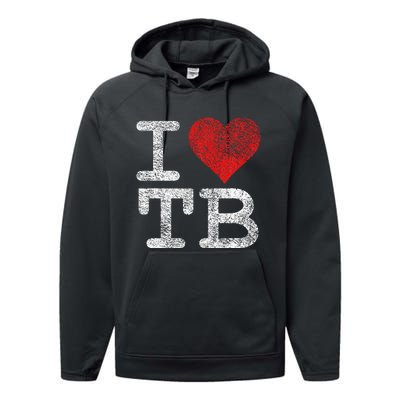 I Love Tampa Bay I Heart Tb Florida Football Performance Fleece Hoodie