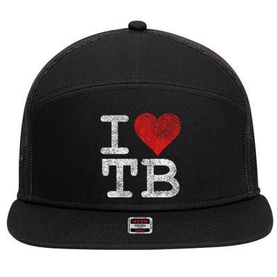 I LOVE TAMPA BAY I HEART TB FLORIDA FOOTBALL 7 Panel Mesh Trucker Snapback Hat