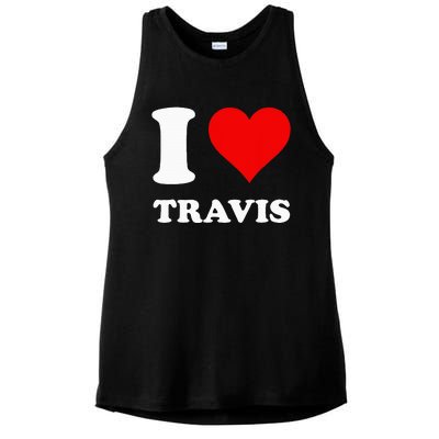 I Love Travis Ladies PosiCharge Tri-Blend Wicking Tank