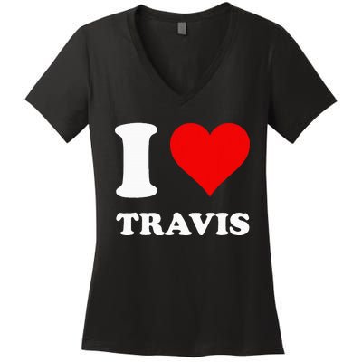 I Love Travis Women's V-Neck T-Shirt