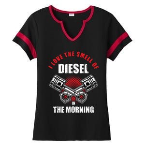 I Love The Smell Of Diesel In The Morning Truck Driver Ladies Halftime Notch Neck Tee