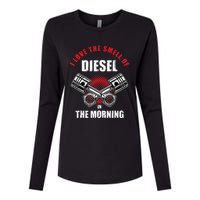 I Love The Smell Of Diesel In The Morning Truck Driver Womens Cotton Relaxed Long Sleeve T-Shirt