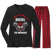 I Love The Smell Of Diesel In The Morning Truck Driver Women's Long Sleeve Flannel Pajama Set 