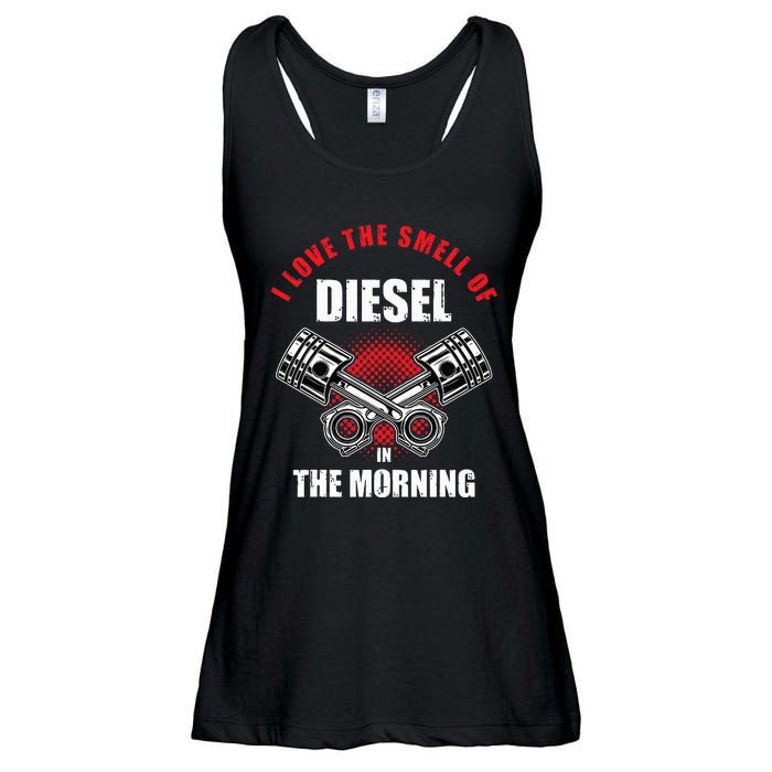 I Love The Smell Of Diesel In The Morning Truck Driver Ladies Essential Flowy Tank