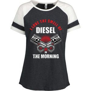 I Love The Smell Of Diesel In The Morning Truck Driver Enza Ladies Jersey Colorblock Tee