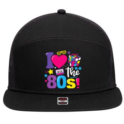 I Love The 80S 80s 90s Costume Party Retro 7 Panel Mesh Trucker Snapback Hat