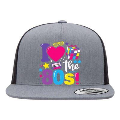 I Love The 80S 80s 90s Costume Party Retro Flat Bill Trucker Hat