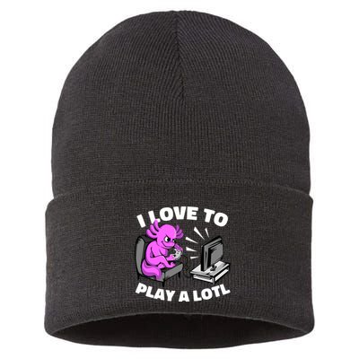 I Love To Play A Lotl Axolotl Gamesolotl Funny Gamer Sustainable Knit Beanie