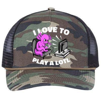 I Love To Play A Lotl Axolotl Gamesolotl Funny Gamer Retro Rope Trucker Hat Cap