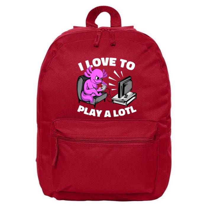 I Love To Play A Lotl Axolotl Gamesolotl Funny Gamer 16 in Basic Backpack