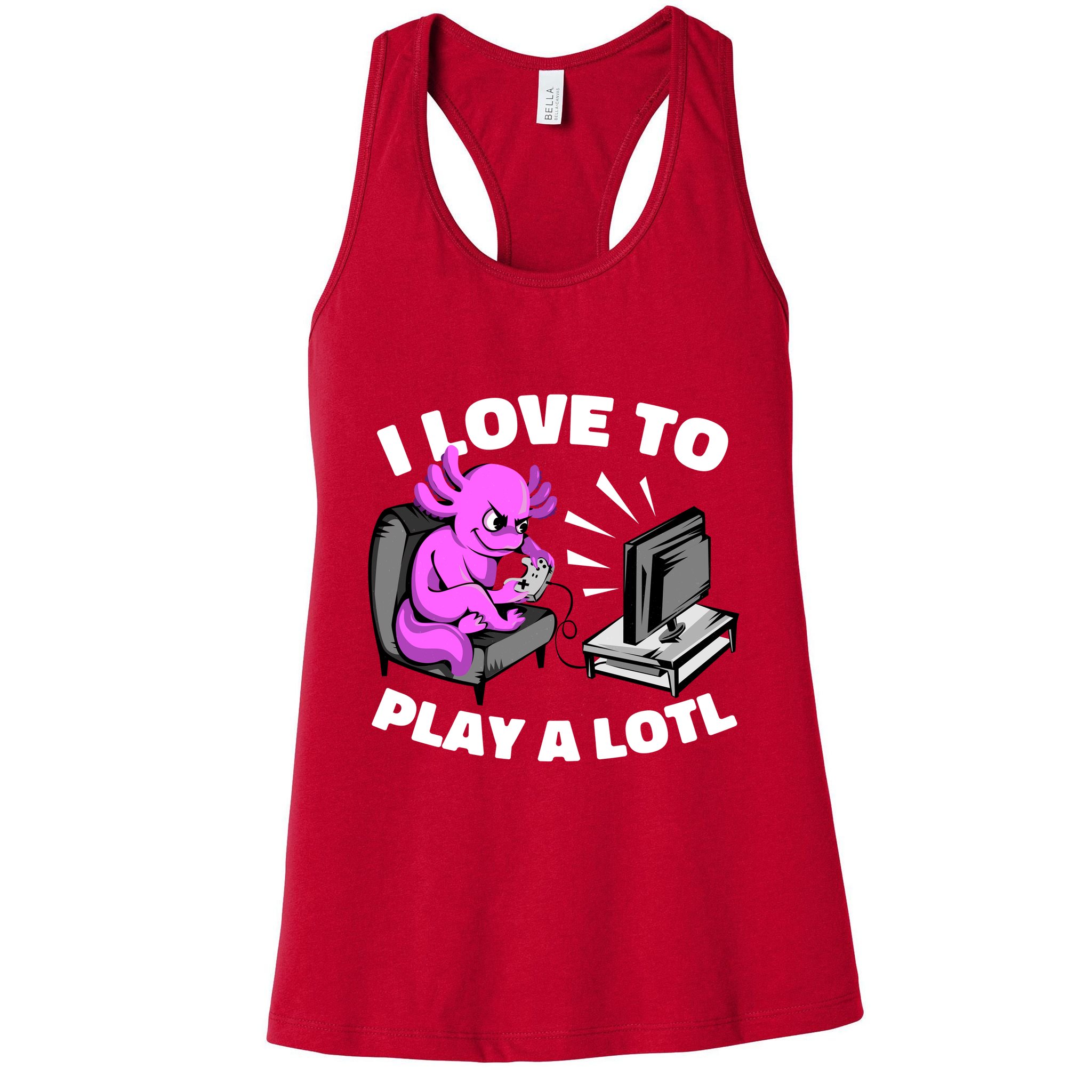 I Love To Play A Lotl Axolotl Gamesolotl Funny Gamer Womens Tank Top